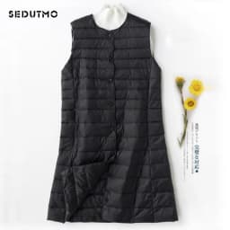 SEDUTMO Spring Womens Down Jackets Vest Long Ultra Light Waistcoat Winter Puffer Jacket Slim Parkas ED757