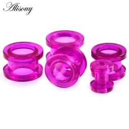 1pair/ lot Acrylic Ear Flesh Tunnels Double Flared Hollow Screw Fit Ear Stretcher Plugs Gauges Body Piercing Jewelry Black
