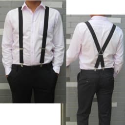 Solid White 3.5cm Wide X-Back Suspenders Braces 4 Clips Men Adult Up To XXL Adjustable Elastic Wedding Trouser Accessory
