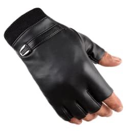 Half Finger Cycling Glove Winter Elasticity PU Leather Plus Plush Warm Men Sport Fitness Driving Glove C5