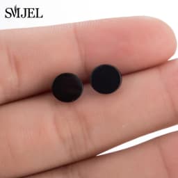Multiple Black Stainless Steel Stud Earrings for Women Men Simple Volleyball Music Leaf Star Geometric Earings Jewelry Punk Gift