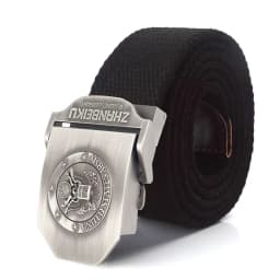 SupSindy Men Canvas Belt US Army Eagle Metal Buckle Military Tactical Belts for Men Jeans Waistband Soldier Male Strap Black
