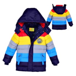 Infant Fashion Jackets Boys Stripe Winter Down Coat 2025 Baby Wear Kids Warm Outerwear Hooded For 2-7 Yrs Children Clothes