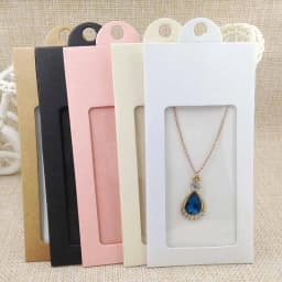 50PCS Multi Color Paper Jewelry Package & Display Box Window Hanger Packing Box with Clear PVC Window for Necklace/Earring