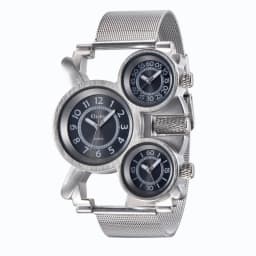 Oulm 1167 Three Time Zone Quartz Watches Men Mesh Steel Leather Band Sport Wristwatch Man Luxury Brand Male Clock relogio