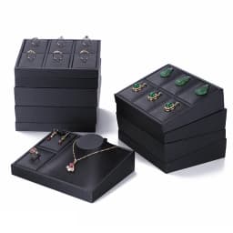 Superior Black PU Leather Ring Jewelry Display Tray Insert Charm Pendant Earring Accessories Bracelet Storage Stand Holder Shelf