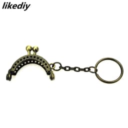 3 Pcs/Lot 4 CM Golden Bronze Silver Half Round Metal Purse Frame Kiss Clasp Lock With Key Ring Bag Accessories 3 Colors