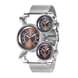 Oulm 1167 Three Time Zone Quartz Watches Men Mesh Steel Leather Band Sport Wristwatch Man Luxury Brand Male Clock relogio