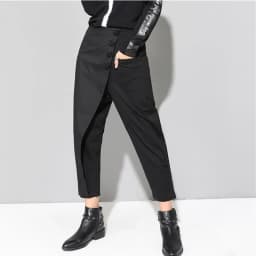 2025 Spring summer Black Patchwork Irregular Harem Pants Women Elastic high Waist Button Fashion Clothes Loose Casual Trousers