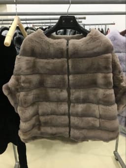 Real Rex Rabbit Fur Jacket for Women Zipper Stripe with Batwing Sleeve Furry Vest Thick Tops Dropshipping Winter Coat 1907018