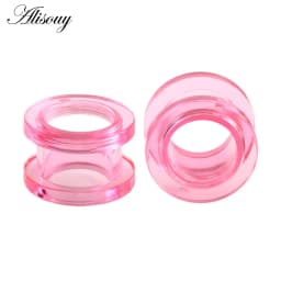 1pair/ lot Acrylic Ear Flesh Tunnels Double Flared Hollow Screw Fit Ear Stretcher Plugs Gauges Body Piercing Jewelry Black