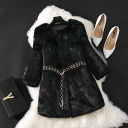 New Natural Real Rabbit Fur Long Coat Winter Real Rabbit Fur Jacket Korean Female Three Quarter Sleeve Soft Real Fur Coats
