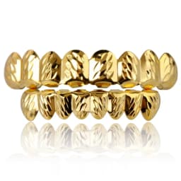 TOPGRILLZ New Fit Gold Silver Color D-Cut Top & Bottom Teeth Grillz With Silicone Hip Hop Rock Jewelry Christmas Gift