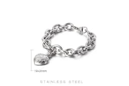 Gold Color 11mm Width Big Love Heart Charm Bracelet for Couples Men Women Metal Link Chain Trendy Jewelry