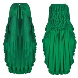 Women's Steampunk Victorian Skirt Lace Up 2 Layer Ruffles Tulle Asymmetrica Skirt Medieval Renaissance Corset Skirts Plus Size