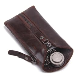 CONTACT'S 100% Genuine Leather Key Wallet Men Car Key Holder Zipper Keys Case Top Quality Male Man Housekeeper Keys Organizer