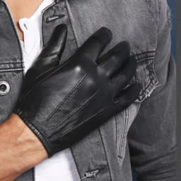 HIGHSHINE Men's Ultra Thin Unlined Soft Leather Short Gloves Black