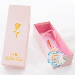 YO CHO Artificial Flowers 24k Gold Rose with Box New Year Valentine\x27s Day Gift/Present Foil Flowers Home Decor Fake Roses