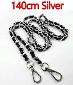 DIY 40cm-140cm Black PU Leather Purse Handles 11mm Replacement Metal Gold, Silver, Bronze, Gun Black Chains Shoulder Bag Straps