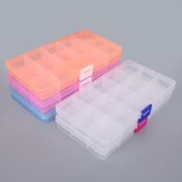 15 Grid Adjustable Transparent 5 Colors Jewelry Storage Box Ring Earring Beads Case Plastic Portable Organizer Box Travel Bins