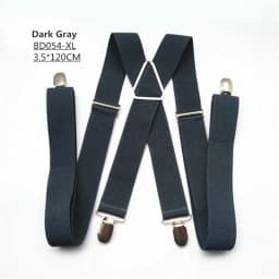 L XL XXLsize Dark gray men's suspender 3.5 cm width adjustable elastic X back clips on pants braces for men and women