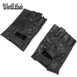 WarBLade High Quality Men Genuine Leather Gloves Slip-resistant Luvas Half Finger Sheep Leather Fingerless Gym Fitness Gloves