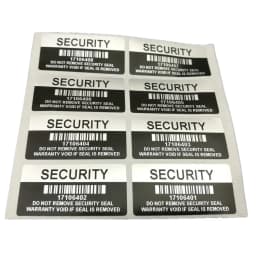 100 Silver Color VOID Security Labels Removed Tamper Evident Warranty Sealing Sticker With Serial Number And Barcode