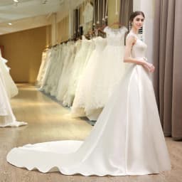 SL-53 Customized Princess Pearls Flowers Belt Bow Bridal Gowns Corset Cheap Wedding Dress Made in China