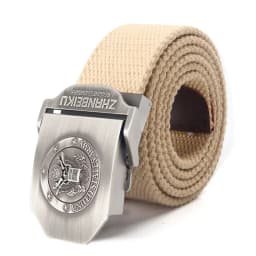SupSindy Men Canvas Belt US Army Eagle Metal Buckle Military Tactical Belts for Men Jeans Waistband Soldier Male Strap Black