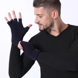 Fashion Winter Acrylic Wool Plus Plush Thick Jacquard Knit Warm Half Finger Mittens Men Full Finger Touch Screen Gloves C2