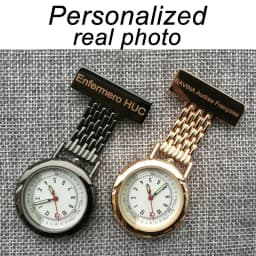 Personalized Your Name LOGO Engraved Pin Brooch Count Pluse Meter Dial Luminous Hand Doctor Clock Fob Nurse Pocket Watch