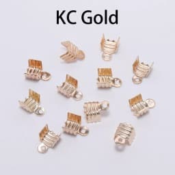 200Pcs 3 4 5 8mm Gold Cord End Tip Fold Over Three-wire Clasp Crimp Bead Connector For DIY Jewelry Making Finding Buckle Supply