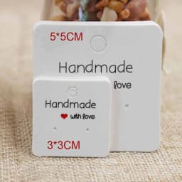 100PCS DIY White/Kraft Paper Handmade Stud Earring Tag Square Shape Small Cute Earring Packing Display Tag Card