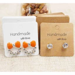 100PCS DIY White/Kraft Paper Handmade Stud Earring Tag Square Shape Small Cute Earring Packing Display Tag Card
