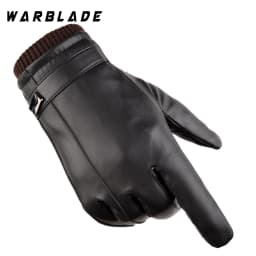 Hot Men's Luxurious PU Leather Winter Driving Warm Gloves Cashmere Tactical gloves Black Drop Shipping High Quality WBL