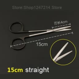 12.5 15 16 18cm black handle round head scissors fine blunt straight straight scissors