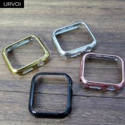 URVOI case for Apple Watch series 4 5 6 7 8 9 electroplating shiny Plastic bumper hard frame cover for iWatch Ultra-thin case