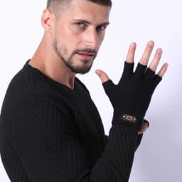 Fashion Winter Acrylic Wool Plus Plush Thick Jacquard Knit Warm Half Finger Mittens Men Full Finger Touch Screen Gloves C2