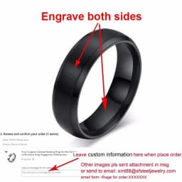 Vnox Personalize Stainless Steel Beveled Edge Brushed Center Ring for Men Women Black Wedding Band Custom Name Letter Date Ring