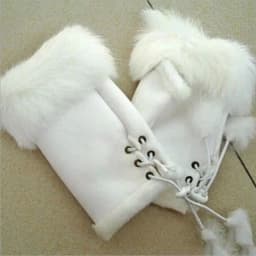 Female Rabbit Hair Wrist Gloves Fingerless Computer Typing Mittens Winter Women Suede Leather Warm Thick Cashmere Gloves G58