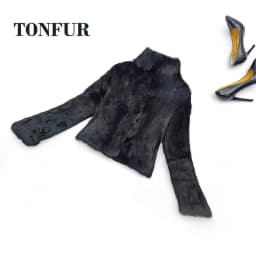 Top Solid Basic Women Classical Casual Mandarin Collar Genuine Real Rabbit Fur Coat Handmade Customize Natural Fur Jacket NZ271