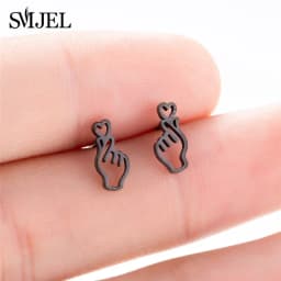 Multiple Black Stainless Steel Stud Earrings for Women Men Simple Volleyball Music Leaf Star Geometric Earings Jewelry Punk Gift
