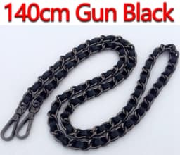 DIY 40cm-140cm Black PU Leather Purse Handles 11mm Replacement Metal Gold, Silver, Bronze, Gun Black Chains Shoulder Bag Straps