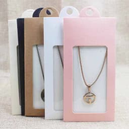 50PCS Multi Color Paper Jewelry Package & Display Box Window Hanger Packing Box with Clear PVC Window for Necklace/Earring