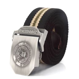 SupSindy Men Canvas Belt US Army Eagle Metal Buckle Military Tactical Belts for Men Jeans Waistband Soldier Male Strap Black