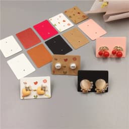50pcs/lot 3.5x2.5cm Multi color Paper Cute Stud Earring Hang Tag Card Jewelry Display Packing Card Custom Logo Cost Extra