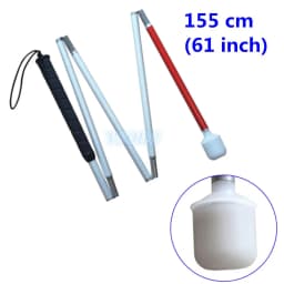 105cm-155cm,black Handle, Aluminum mobility folding cane for the blind (folds down 5 sections)