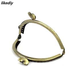 1 Piece Antique Bronze Semicircle Metal Purse Frame Heart Kiss Clasp Handle For Bag Accessory