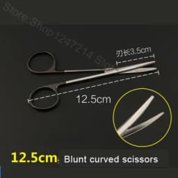 12.5 15 16 18cm black handle round head scissors fine blunt straight straight scissors