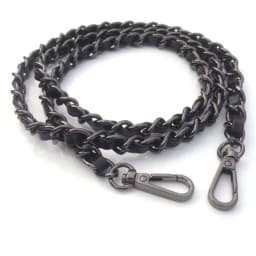 DIY 40cm-140cm Black PU Leather Purse Handles 11mm Replacement Metal Gold, Silver, Bronze, Gun Black Chains Shoulder Bag Straps